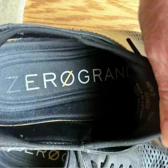 Cole Haan 2.ZeroGrand Mens 10 Medium Laser Wingtip Black Leather Oxford - Picture 6 of 9